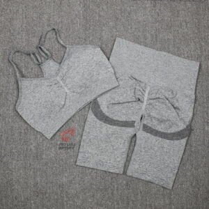 Conjunto Deportivo Efecto Push Up Sin Costuras Gris