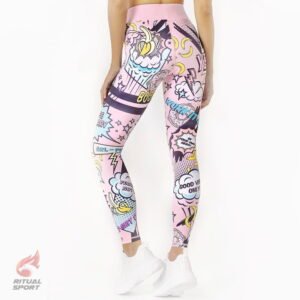 Conjunto Deportivo Estampado Comics Leggings rosa