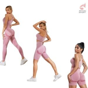 Conjunto Deportivo Efecto Push Up Sin Costuras de 2 Piezas para Mujer