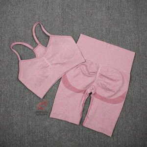 Conjunto Deportivo Efecto Push Up Sin Costuras Rosa