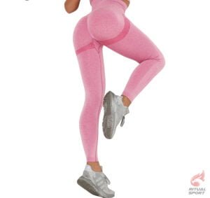 Mallas deportivas largas Push Up de moda para mujer rosa