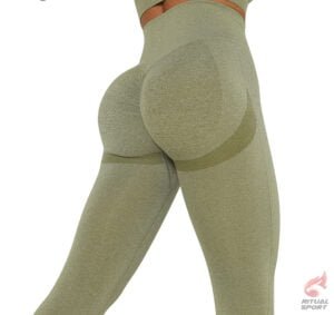 Mallas deportivas largas Push Up de moda para mujer verde oliva