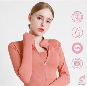 Chaqueta con cremallera ajustada para fitness mujer