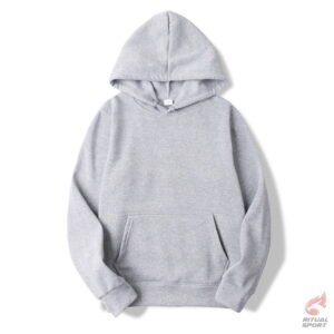 Sudadera Gris Claro deportiva básica con capucha y bolsillos para mujer