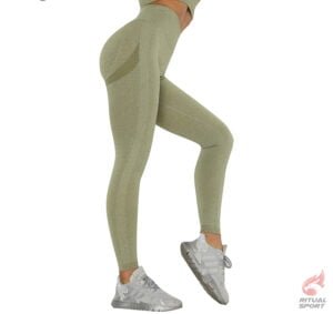 Mallas deportivas largas Push Up de moda para mujer verde oliva