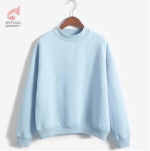 Sudadera celeste básica con cuello redondo para mujer