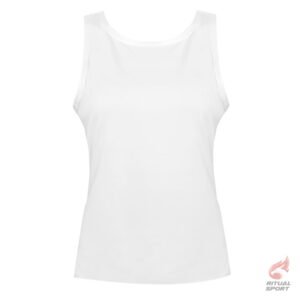 Camiseta blanca deportiva de moda con espalda abierta para mujer