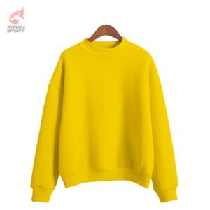 Sudadera amarilla básica con cuello redondo para mujer