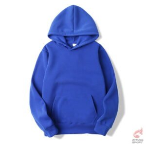 Sudadera Azul deportiva básica con capucha y bolsillos para mujer