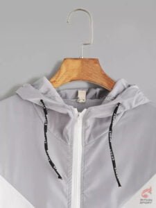 Abrigo gris y blanco Cortaviento tipo Patchwork para mujer