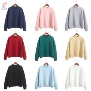 Sudadera básica con cuello redondo para mujer