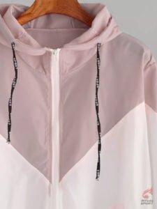 Abrigo rosa y blanco Cortaviento tipo Patchwork para mujer