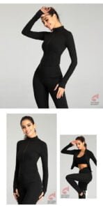 Chaqueta negra deportiva ajustada para mujer