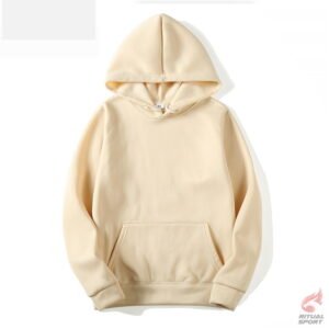 Sudadera Beige deportiva básica con capucha y bolsillos para mujer