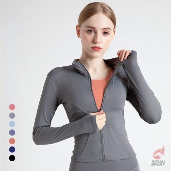 Chaqueta con cremallera ajustada para fitness mujer