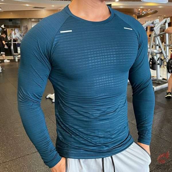 Camiseta manga larga deportiva fitness para hombre