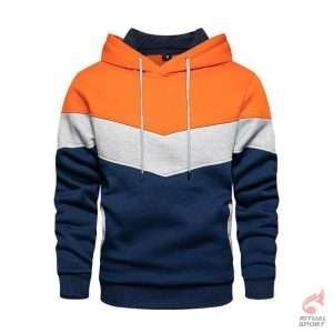 Sudadera Deportiva Tricolor con Capucha y Bolsillos