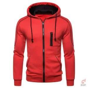 Sudadera Deportiva Lisa con Cremallera y Bolsillos para Hombre