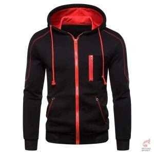 Sudadera Deportiva Lisa con Cremallera y Bolsillos para Hombre