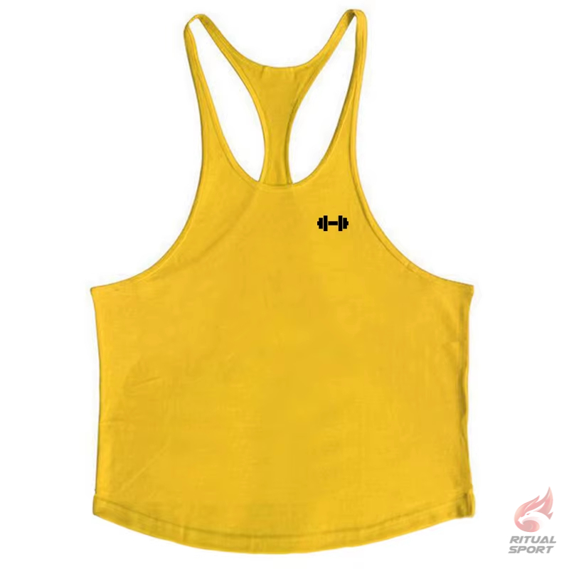 amarillo - Camiseta Gym de Algodón con Tirantes Finos para Hombre